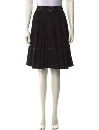 Pre-owned Moncler Pleated Accents Knee-length Skirt In Black