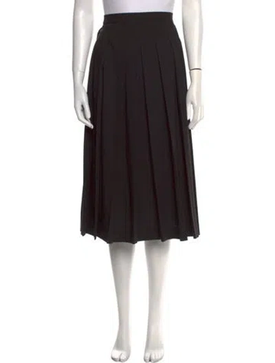 Pre-owned Moncler Pleated Accents Midi Length Skirt In Black