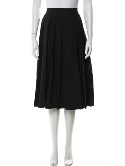 Pre-owned Moncler Pleated Accents Midi Length Skirt In Black