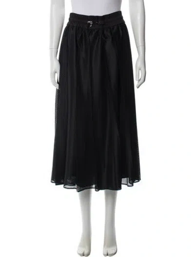 Pre-owned Moncler Pleated Accents Midi Length Skirt In Black