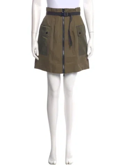 Pre-owned Moncler Pleated Accents Mini Skirt In Green