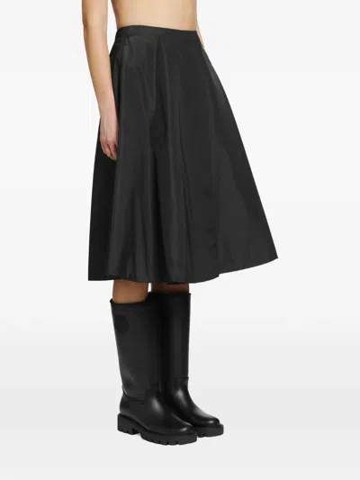 Moncler Pleated A-line Midi Skirt In Black