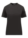 Moncler Pleated-back Logo-patch T-shirt In Gray