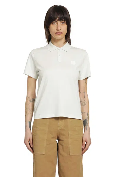 Moncler Pleated Back Short Sleeve Polo Shirt In White