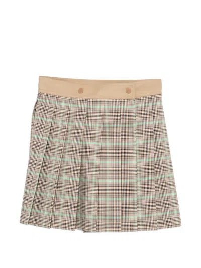 Moncler Women Checked Pleated Mini Skirt In Brown
