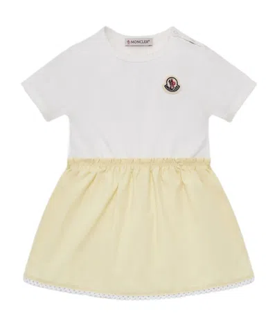 Moncler Pleated Cotton Blend Dress In White