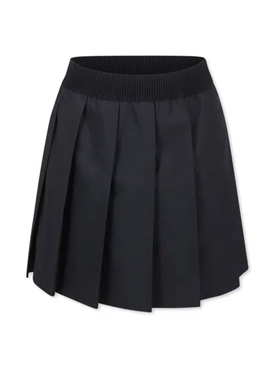 Moncler Kids' Pleated Cotton Skirt In Black