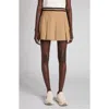 Moncler Pleated Cotton Stretch Gabardine Miniskirt In Brown