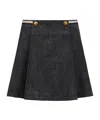 Moncler Pleated Denim Skirt In Black