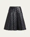 Moncler Gonna Quilted Pleated Shell Midi Skirt In Black