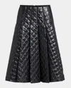 Moncler Gonna Quilted Pleated Shell Midi Skirt In Black