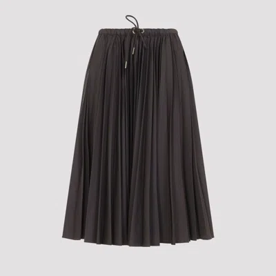 Moncler Midi Pleated Skirt With Drawstring Waistband In Brown