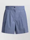 Moncler Women Light Blue Chambray Cotton Shorts, 26 Luxury Shorts For Women Darveys In Blue
