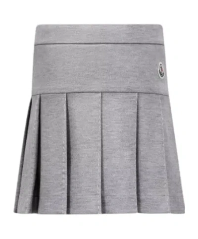Moncler Pleated Jersey Skirt In Gray