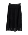 MONCLER PLEATED LAYERED MIDI SKIRT IN BLACK POLYESTER