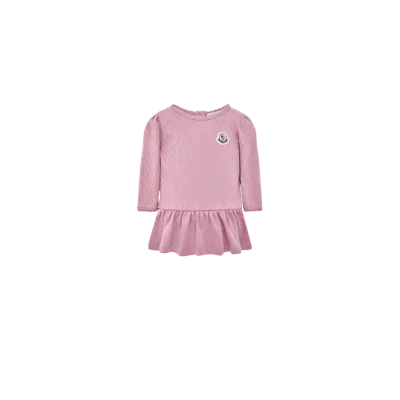 Moncler Kids'  Enfant Pleated Long Sleeved Dress In Pink