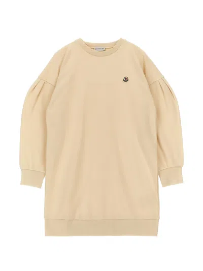Moncler Pleated Long Sleeve Mini Crew Neck Top For Girls In Multi