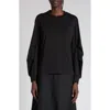 Moncler Pleated Long Sleeve T-shirt In Black