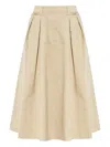Moncler Pleated Midi A-line Skirt In Neutral