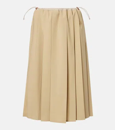 Moncler Pleated Midi Skirt In Sand