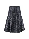 Moncler Gonna Quilted Pleated Shell Midi Skirt In Black