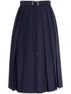 Moncler Wool Blend Pleated Midi Skirt In Blue