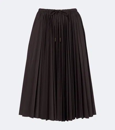 Moncler Pleated Midi Skirt In Brown