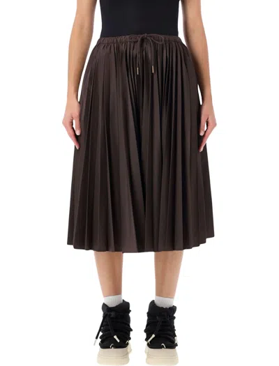 Moncler Pleated Midi Skirt In Marrone