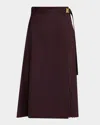 Moncler Pleated Midi Wrap Skirt In Brown