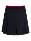 Moncler Cotton Gabardine Pleated Mini Skirt In Blue