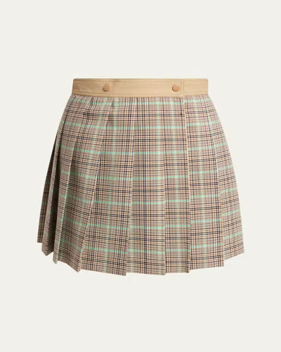 Moncler Women Checked Pleated Mini Skirt In Brown
