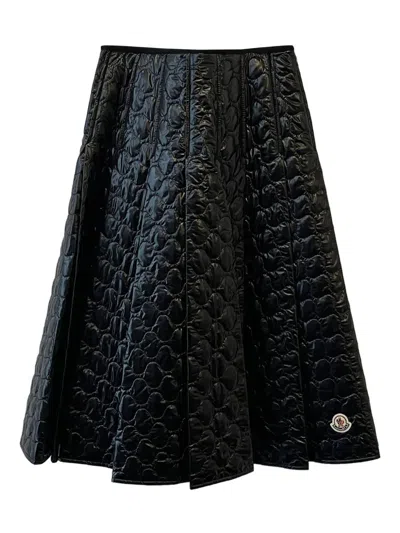Moncler Gonna Midi Padded With Quilted Checkered Pattern In Black