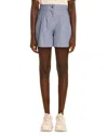 Moncler Women Light Blue Chambray Cotton Shorts, 26 Luxury Shorts For Women Darveys In Blue