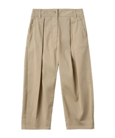 Moncler Pleated Stretch Cotton Gabardine Pants In Neutral