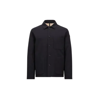 Moncler Plumel Wool Gabardine Down Shirt Jacket Blue