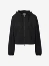 Moncler Plush Hooded Cardigan In Black