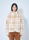 Moncler Check-patterned Faux-fur Jacket In Sand