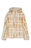 Moncler Check-patterned Faux-fur Jacket In White