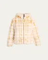 Moncler Check-patterned Faux-fur Jacket In Neutral