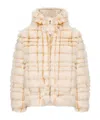 Moncler Check-patterned Faux-fur Jacket In Pink