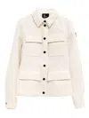 Moncler Collared Shirt Jacket Featuring Long Sleeves In White