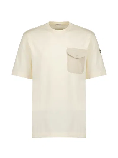 Moncler Pocket-detail Cotton T-shirt In Neutral