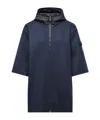 Moncler Hooded Shell And Wool-blend Cape Coat In Blue