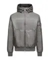 Moncler Poiliot Hooded Short Down Jacket In Gray