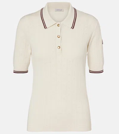 Moncler Rhombus Logo Pattern Cotton Polo Shirt In Neutral