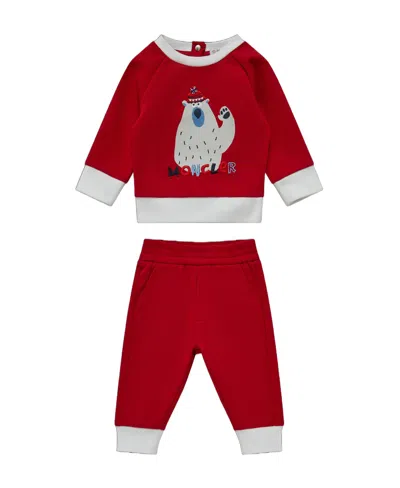 Moncler Polar Bear Pattern Printing Two-piece Set In Red