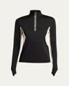 Moncler Polartec Base Layer Zip Turtleneck In Black