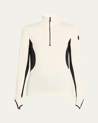 Moncler Polartec Base Layer Zip Turtleneck In White
