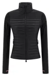 Moncler Quilted High Collar Long Sleeve Cardigan In Black