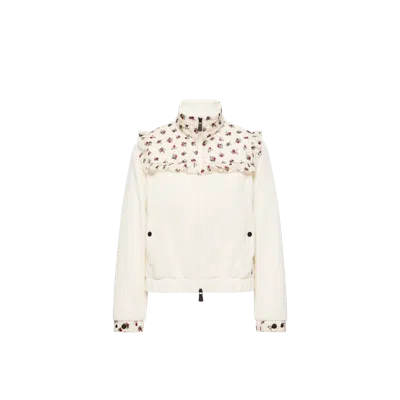 Moncler Polartec Floral Print Sweatshirt, Women, White, Size: M In Gray